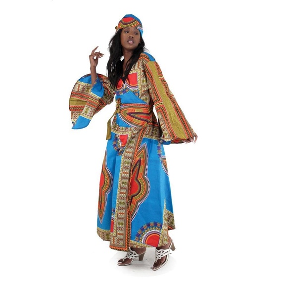 Traditional Print Wrap Dress - Picture 2 of 4